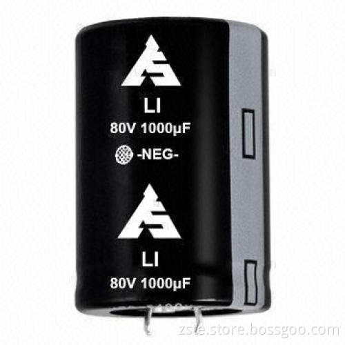 Snap-in Aluminum Electrolytic Capacitor, LI, 80V, 1000uf, for Switching Power and Inverter Smoothing